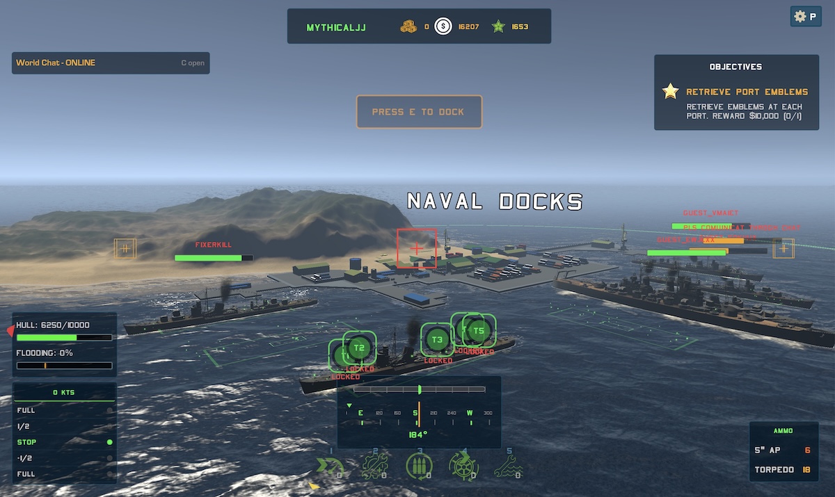 Battle Fleet World docks and fleets screen